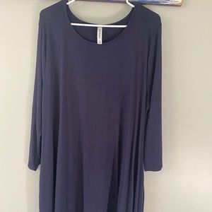 Navy Jersey dress 3/4 sleeve with pockets